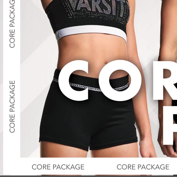 New Varsity Black and White Cheer Short. Size Youth Large. Multiple Available. - Picture 5 of 6